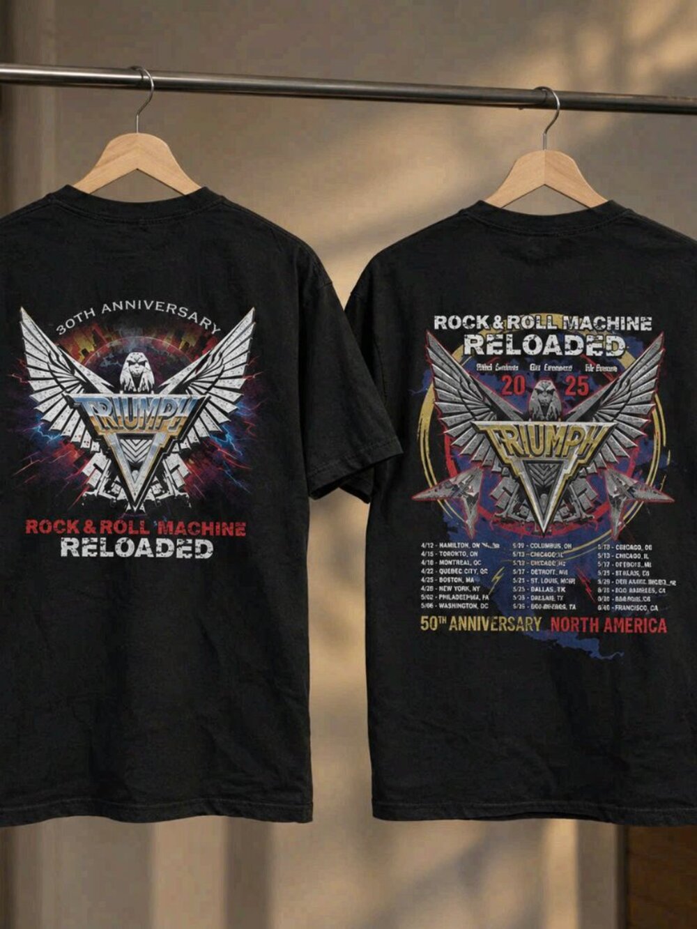 Triumph Rock & Roll Machine Reloaded 50th Anniversary Tour Black T-Shirt